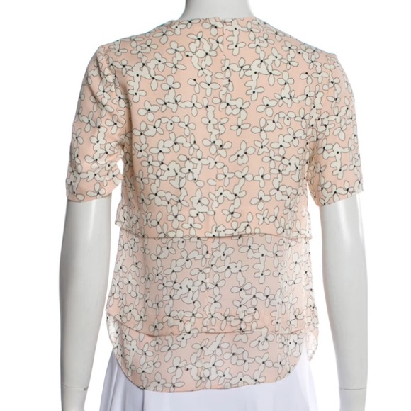 A.L.C. XS Silk Floral Print Layered Top Peach - Picture 2 of 7